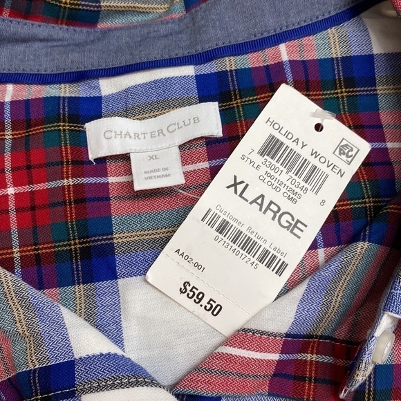 🆕 Charter Club Holiday Woven Plaid Button Down XL - Picture 8 of 10
